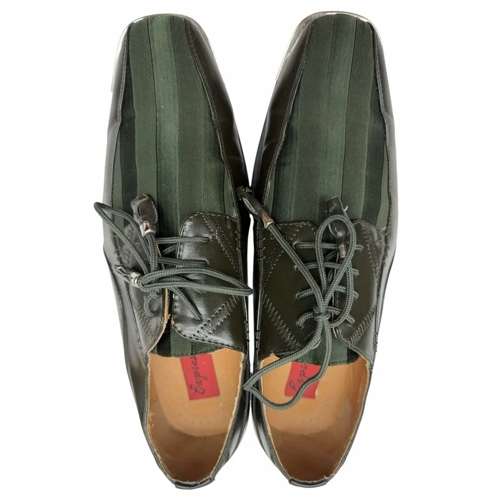 Expressions by RC Men's Dress Shoes Green Leather Fabric Size 10.5 Square Toe
